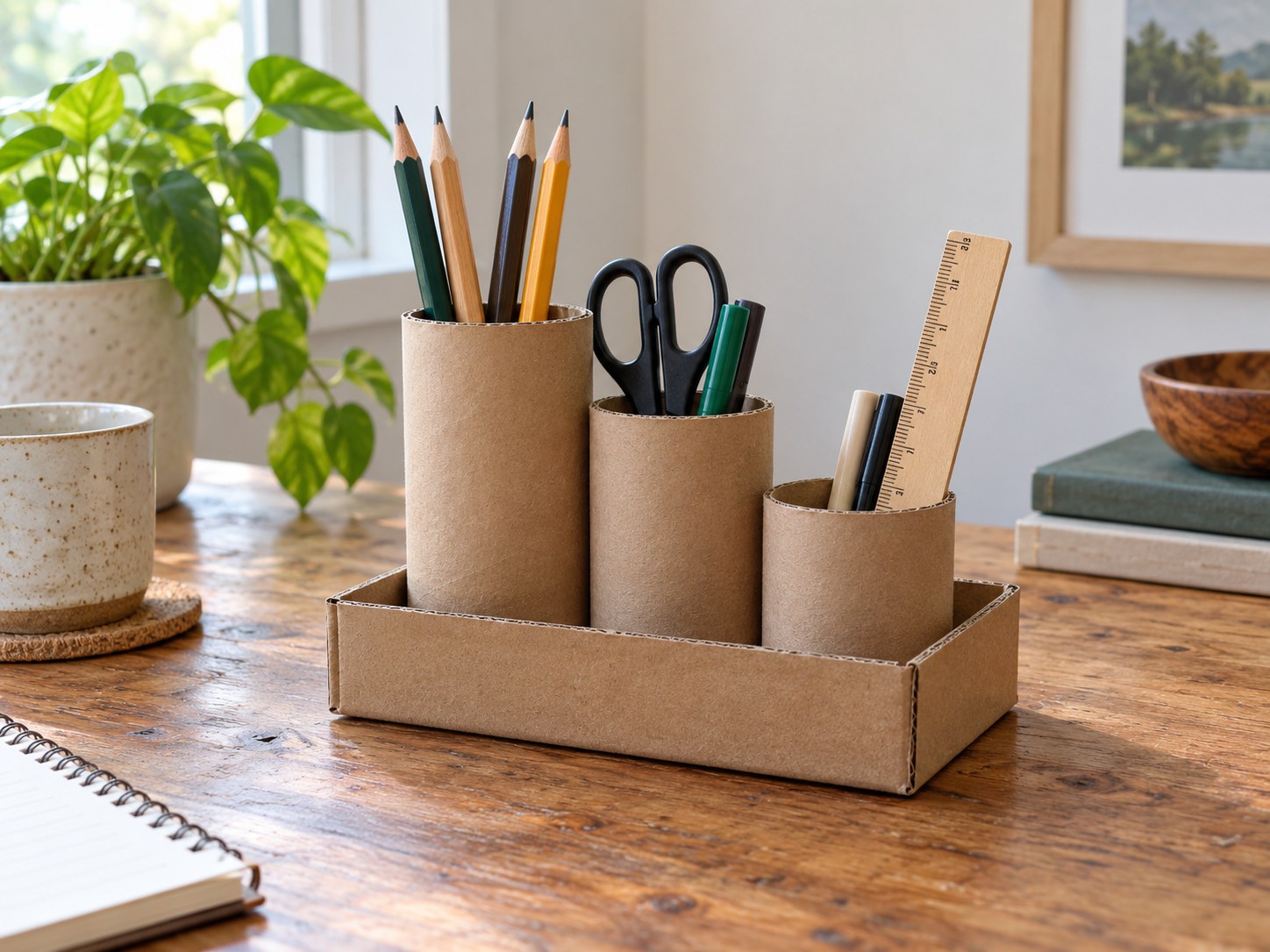 Desk organiser made from cardboard