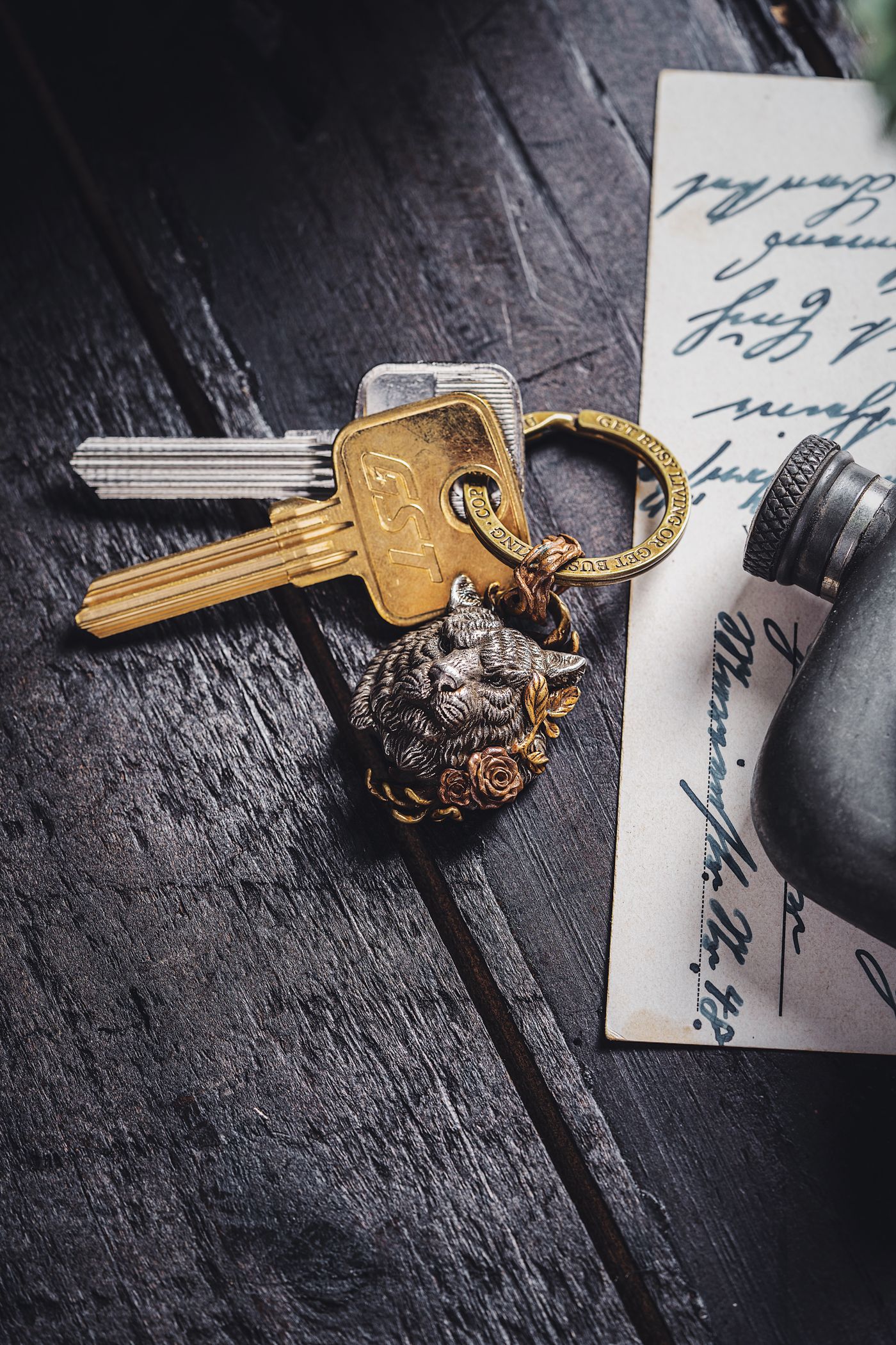 Keys resting on a table