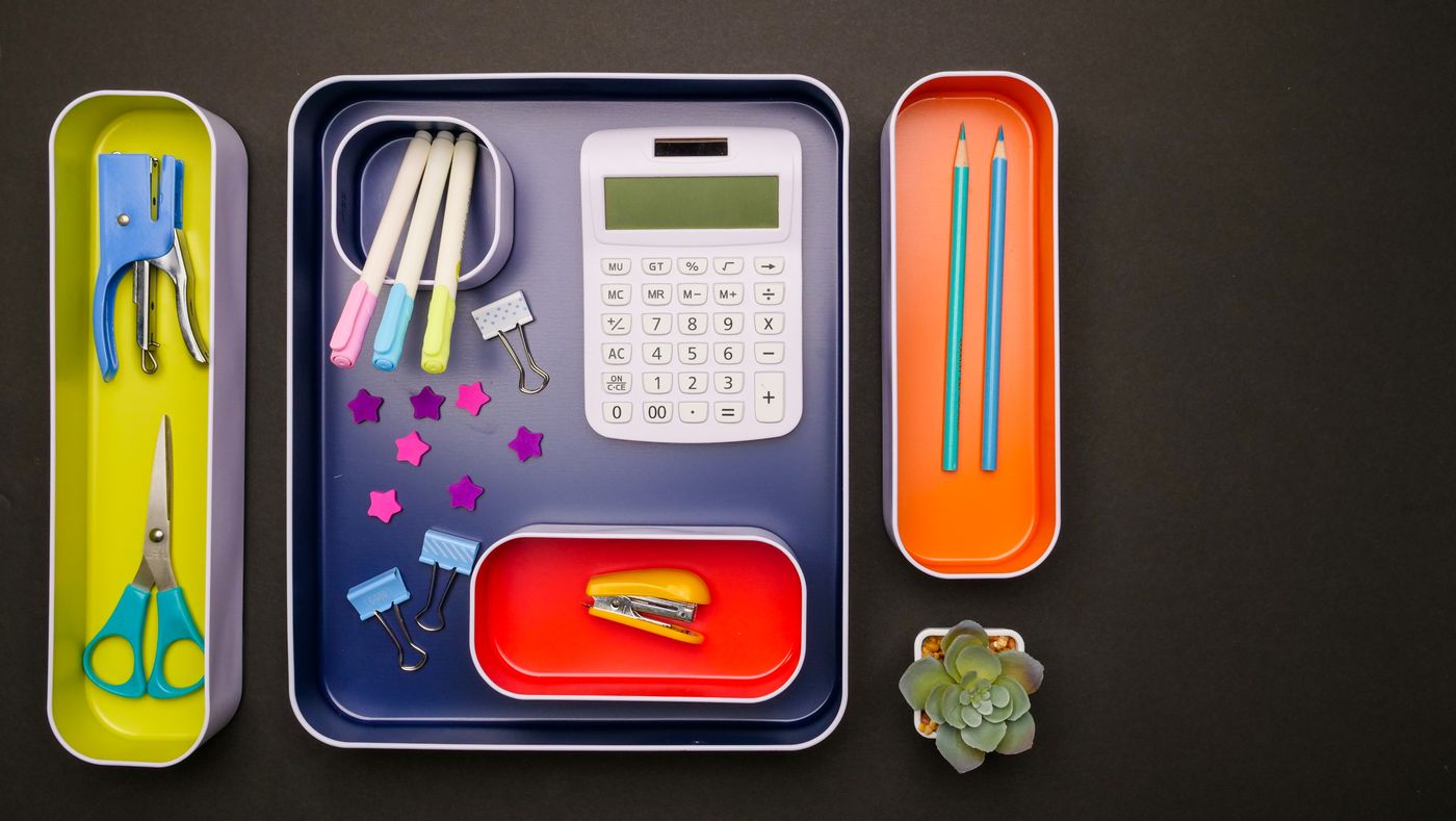Art materials organised by type
