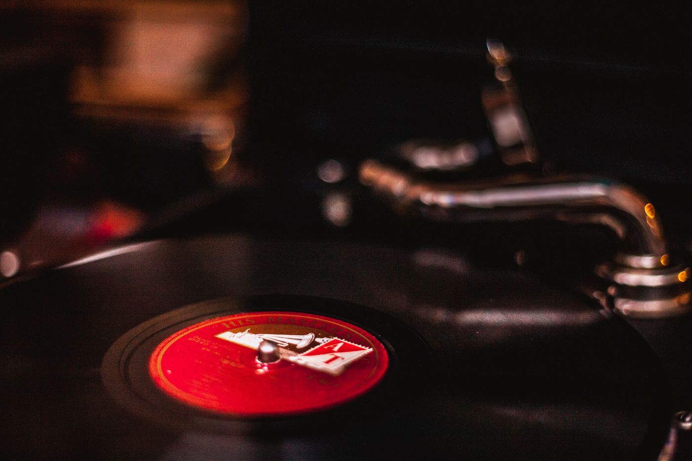 Record player with a vinyl record