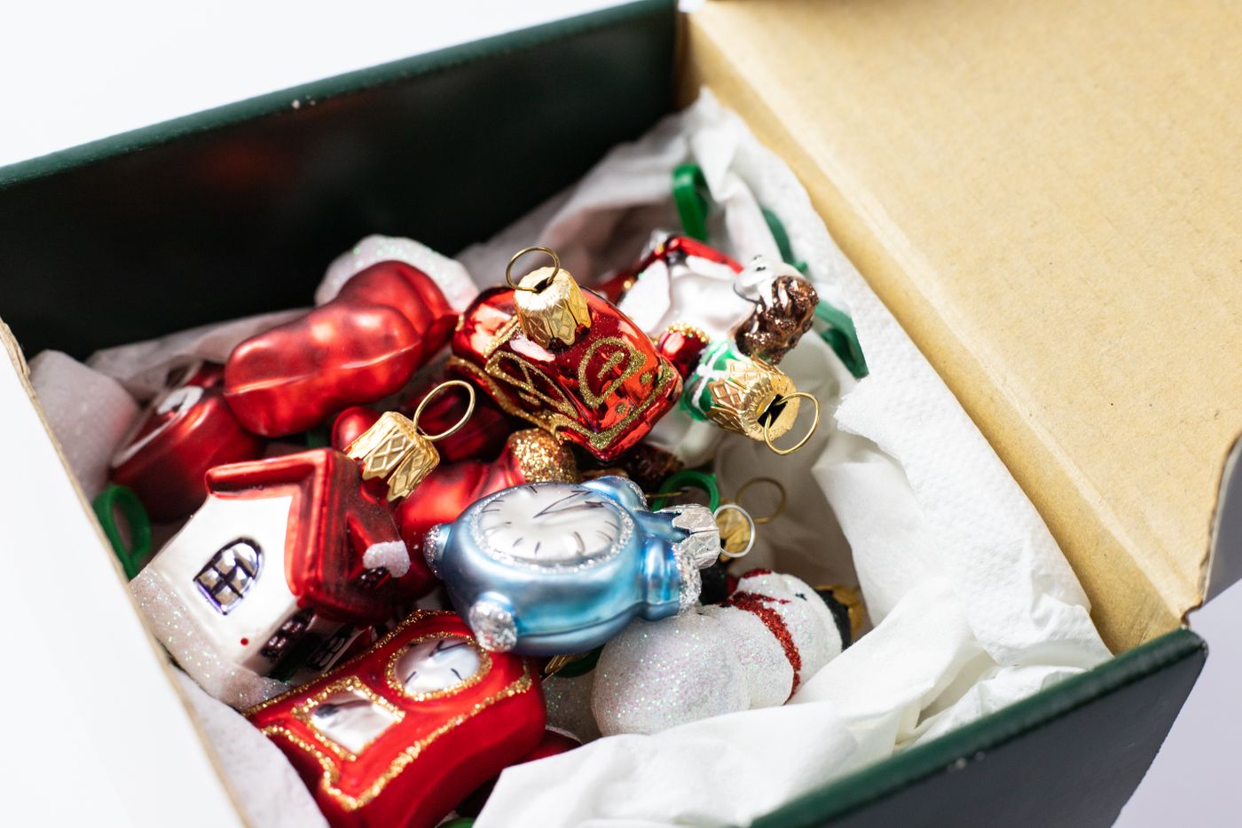 Celebration decorations stored in a box