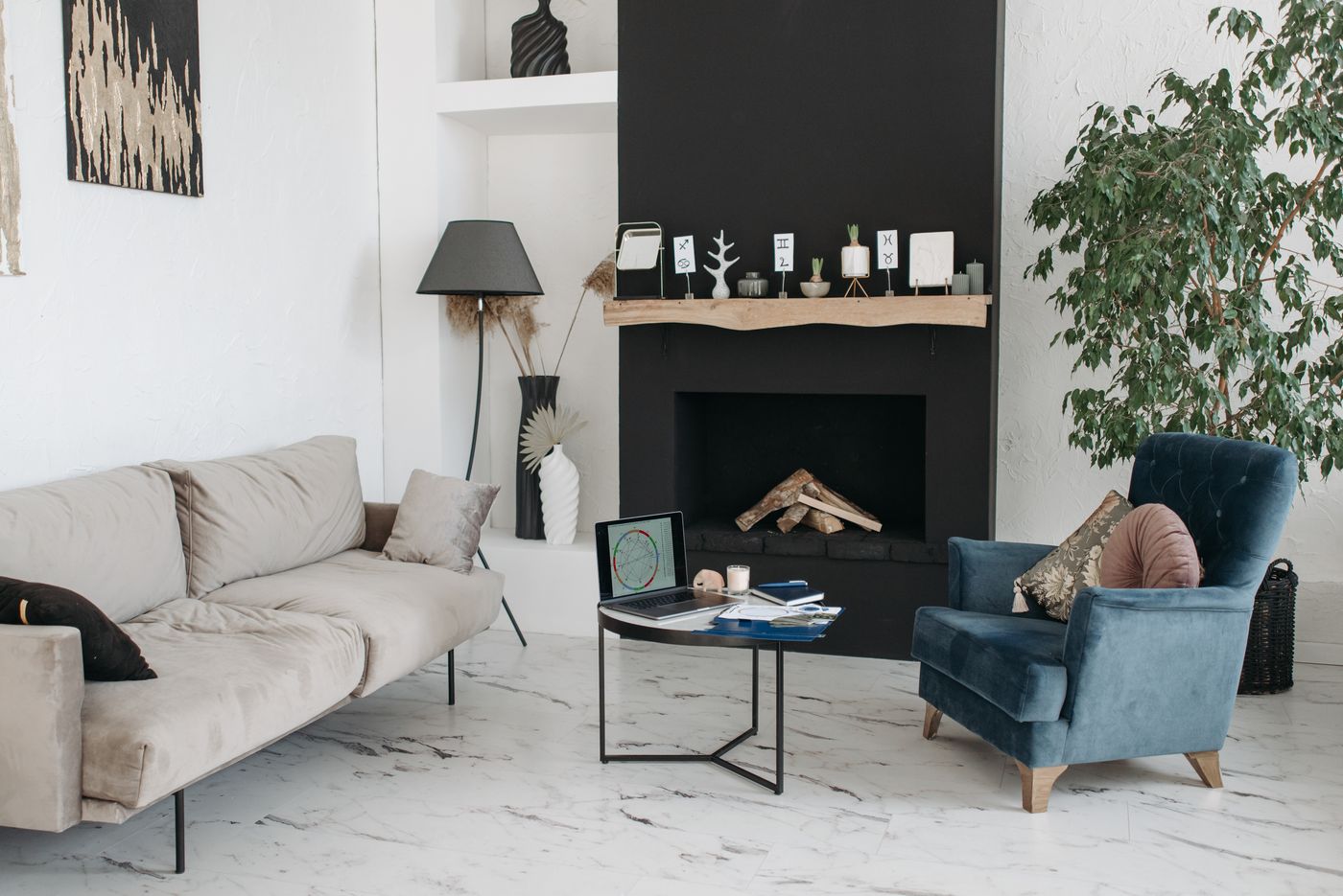 Sofa and armchair in a living room