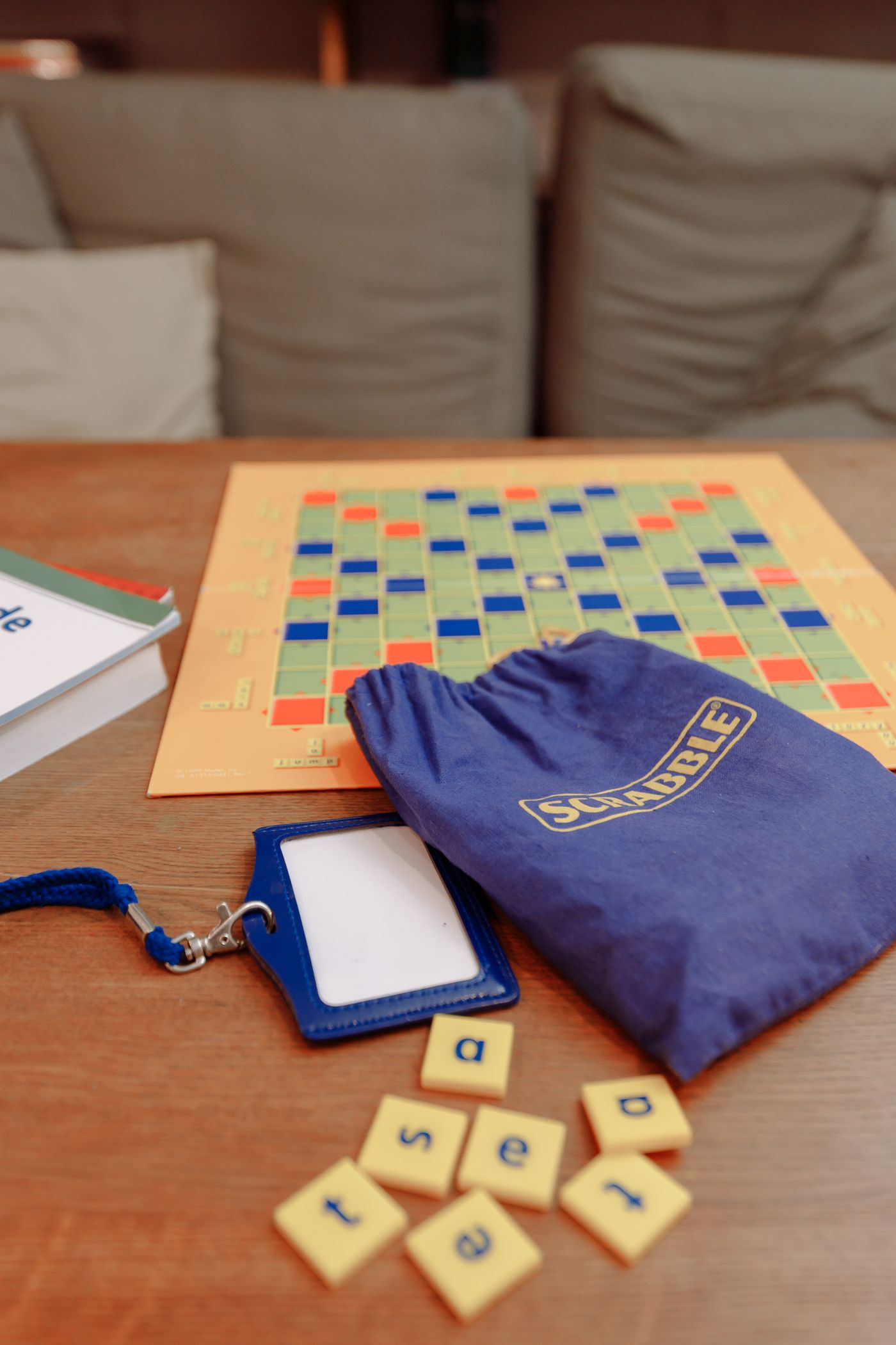 A board game set up on a table